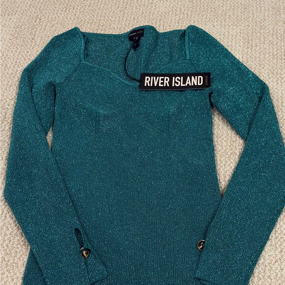 River Island Shimmering Teal Knit Top